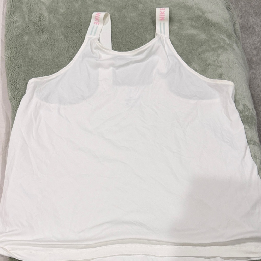 Nike Women's White Tank Top with Pink Accents